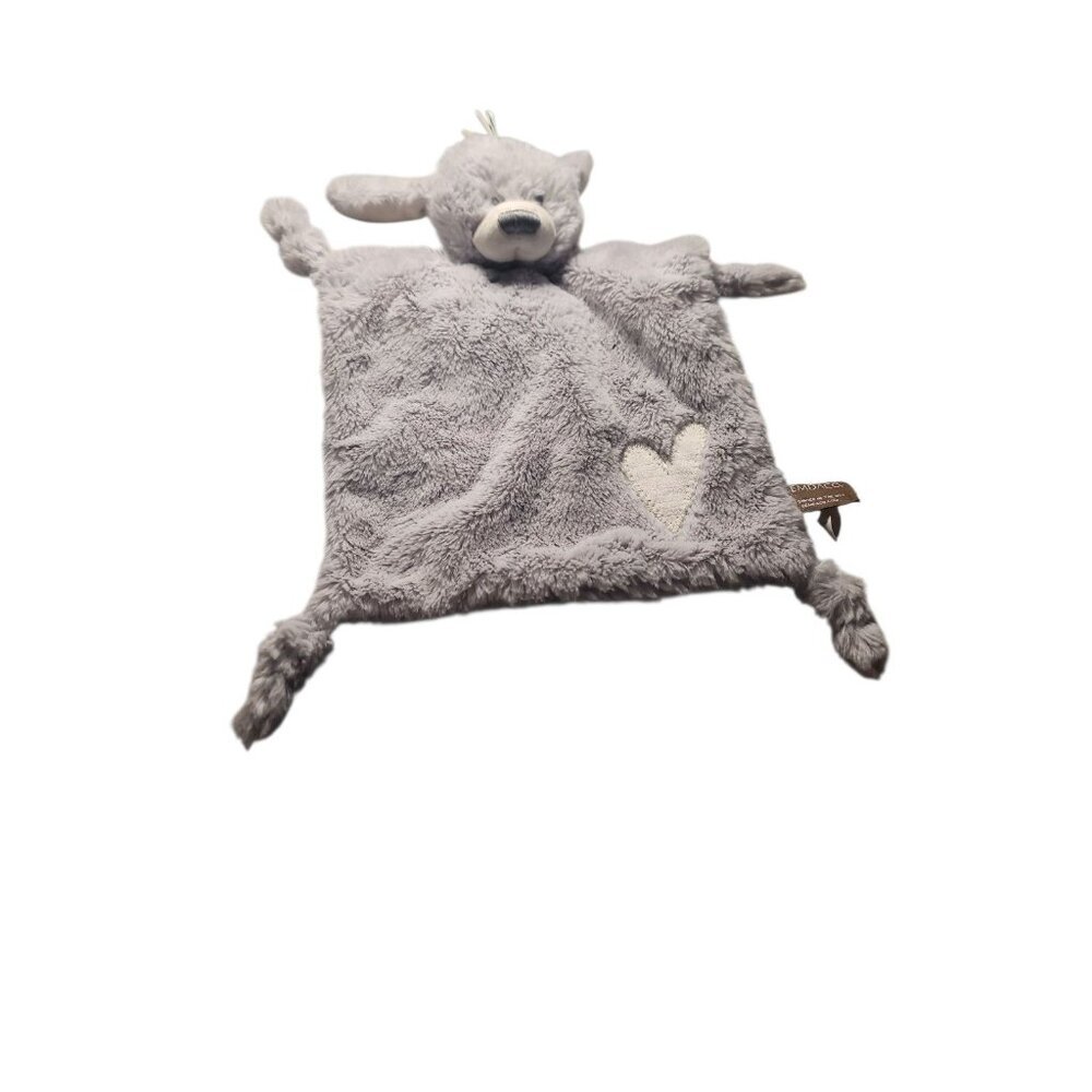 Demdaco Sweet Grey Bear 12” x 9” Plush Fury Baby Security Blanket Toy